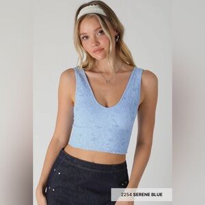 Nikibiki Serene Blue Lace Crop Tank Top